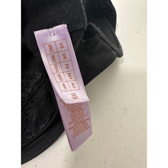 Savage X Fenty Women Size 38C Black Bra Underwire Lace Band Padded - Picture 7 of 8